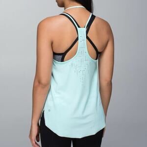 LULULEMON Aquamarine Blue Water Bound Singlet Active Run Strappy Tank Top Size 2